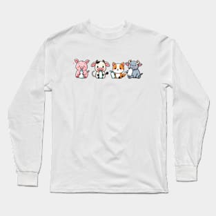 Kawaii  Animals Baby Drinking Milk Long Sleeve T-Shirt